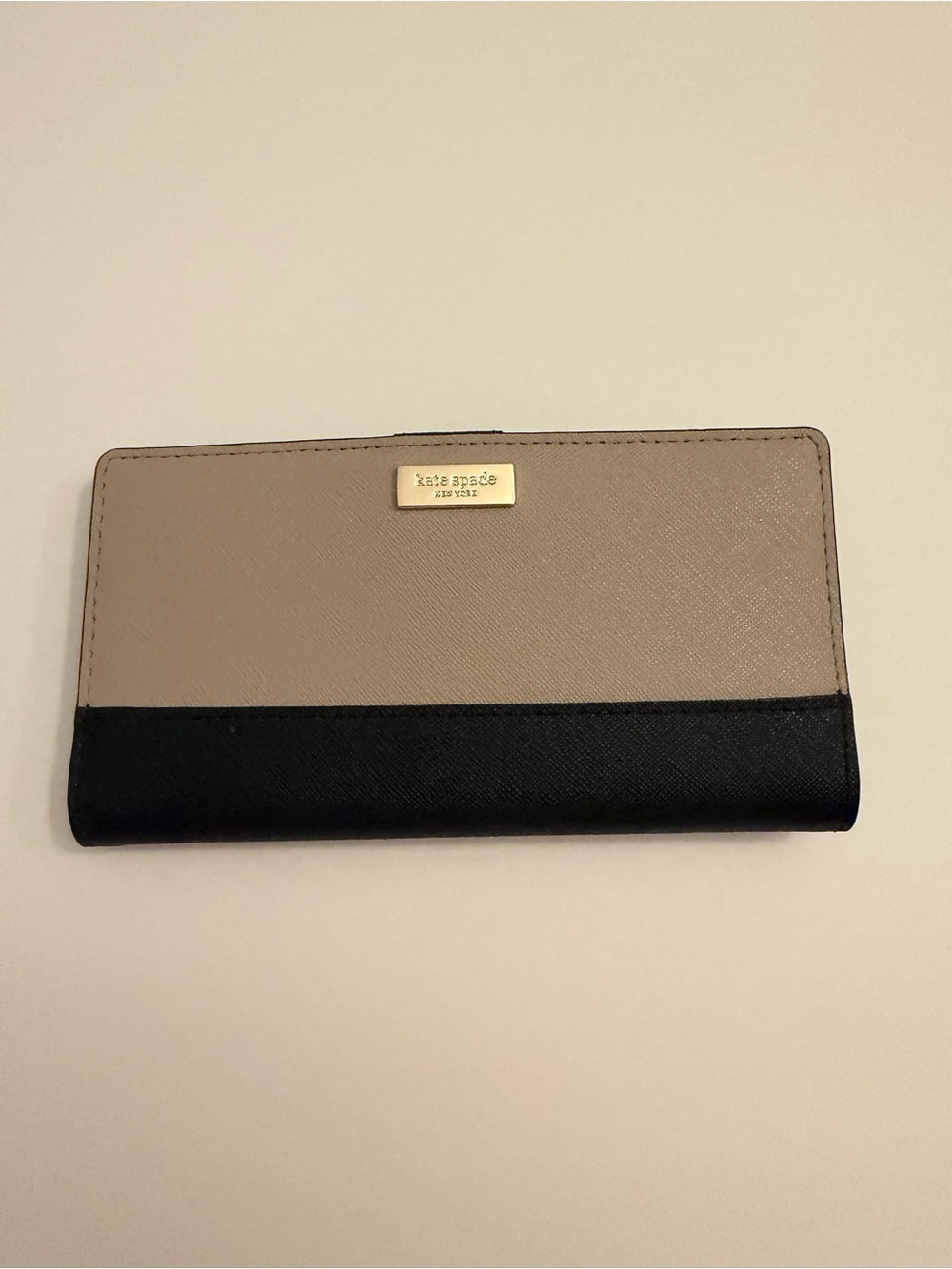kate spade Two-Tone Taupe and Black Saffiano Wallet